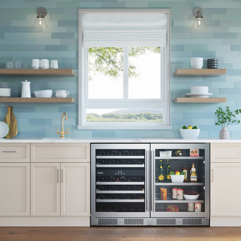 Avallon 48'' 45 Bottle and 140 Can Triple Zone Freestanding Wine & Beverage Refrigerator