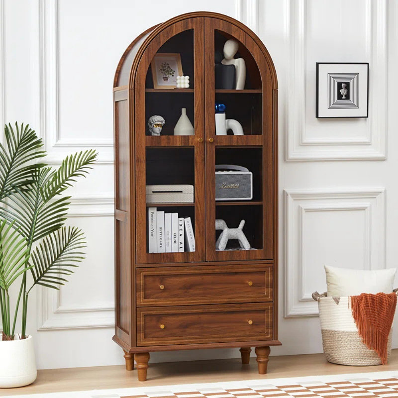 American-style Simple Solid Wood Display Cabinet, Brown