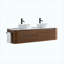 Meuble-lavabo 60 po en noyer avec lavabo double, ensemble de meuble-lavabo mural avec porte-serviettes gratuit, lavabos doubles en céramique de Carrare blanc, pré-assemblé, pour la salle de bain-753202752-753202783