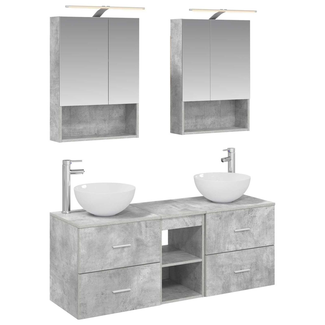 vidaXL Bathroom Furniture Set 5 pcs Engineered Wood and Glass Mirror Indoor