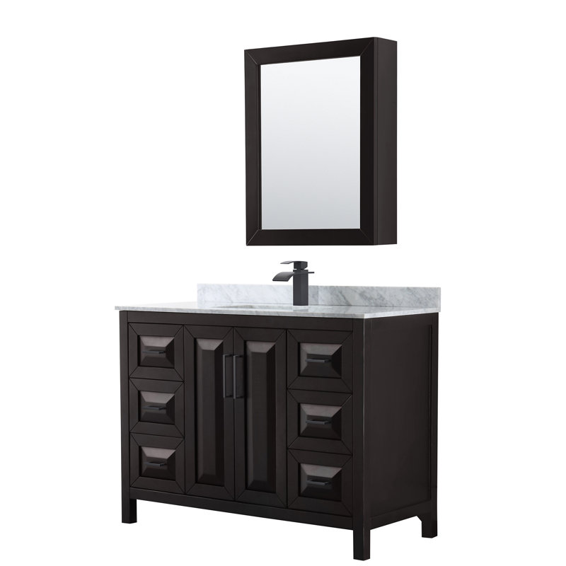 Daria 48'' W Vanity, White Cultured Marble, Dark Espresso, Matte Black