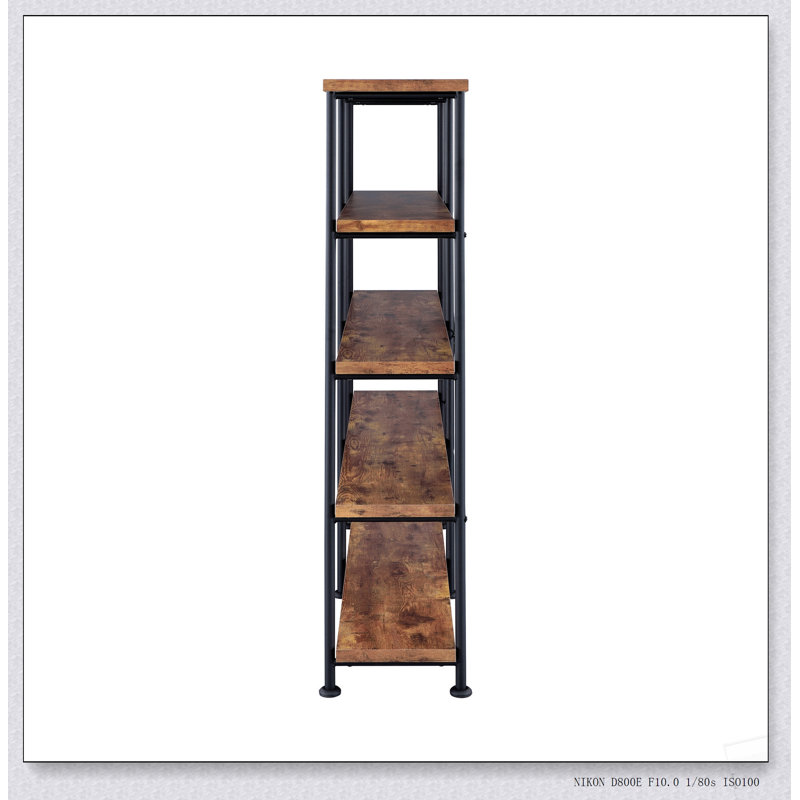 Bibliothèque antique double muscade et noire avec de nombreuses tablettes et une fabrication robuste pour un rangement élégant
