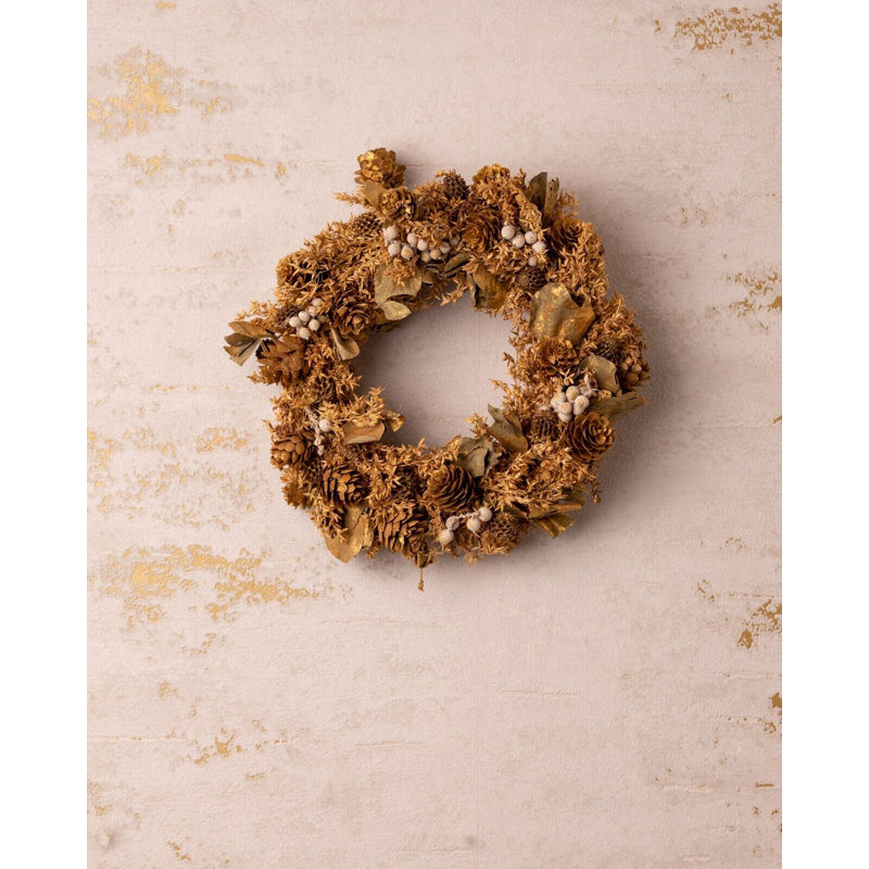 Handcrafted Faux Berry Wood 24cm Wreath, Natural Orange