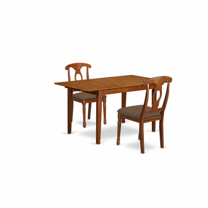 L'ensemble de table de cuisine 3 pièces contient une table de salle à manger rectangulaire avec rallonge papillon et 2 chaises en lin, brun selle