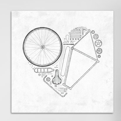 «Love Bike» par Florent Bodart - impression sur toile tendue, H 12 po x l 12 po x P 0,75 po