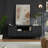 Black Wood Recessed TV Cabinet, Suitable For 65-Inch Tvs, Versatile For Both Guest And Bedroom Use, Features Drawers And Storage, Soft-Close Hinges And Cable Management.-1445042737-1445042736