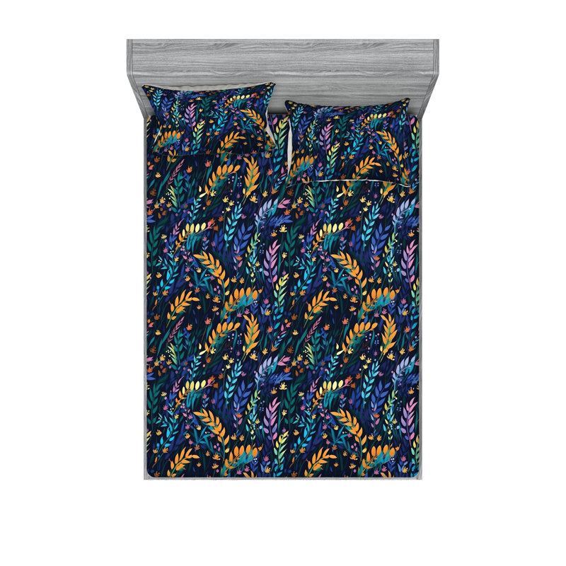 Drap-housse et taie décorative Ambesonne, Ensemble de draps pour lit double avec 2 taies d'o