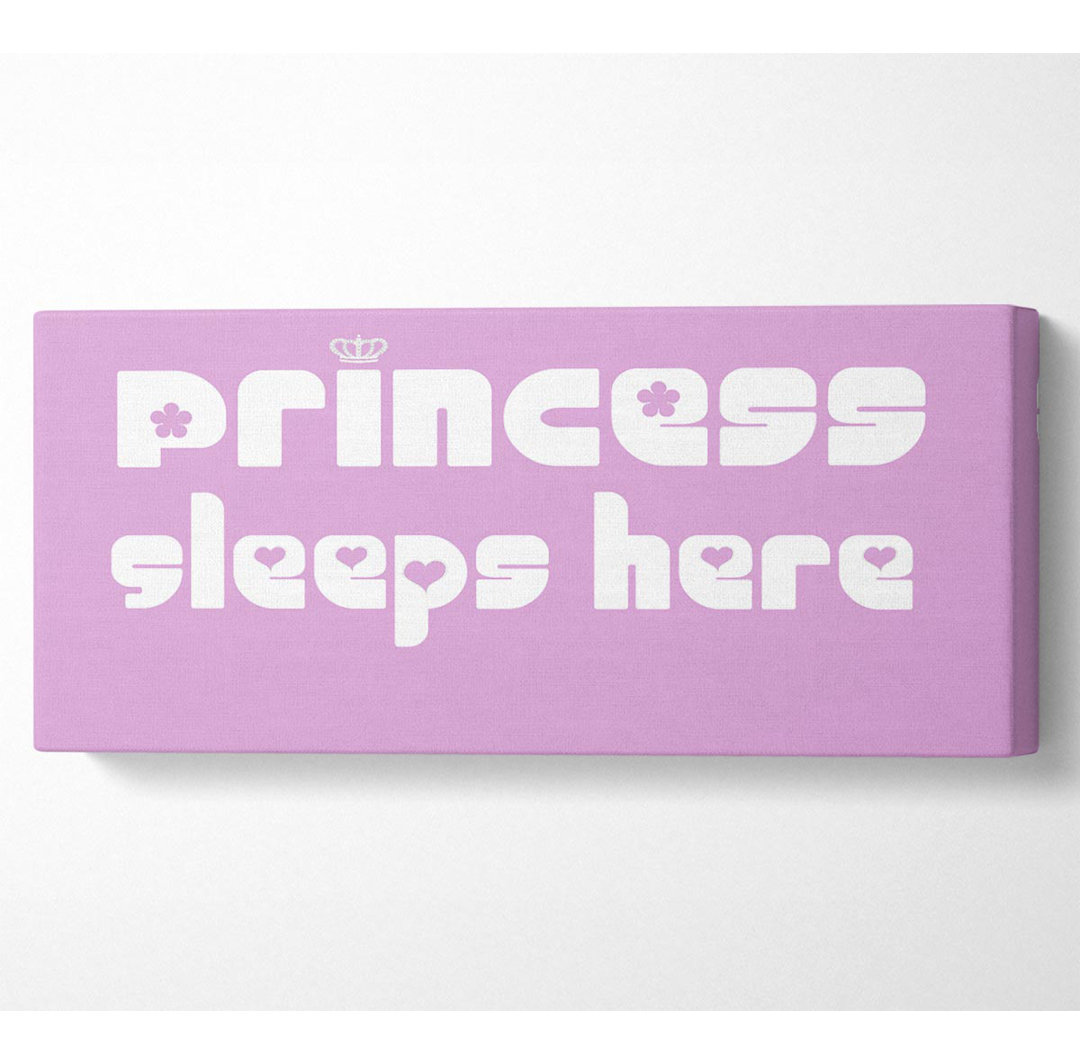 Kinderzimmer Zitat Prinzessin schläft 2 Rosa - Wrapped Canvas Typografie