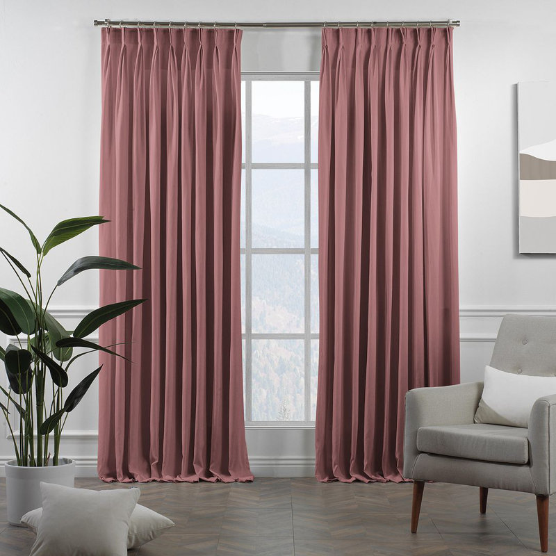 Panneau de rideau simple décoratif à double pincement très long et très large, L 26 po x L 120 po, Rose