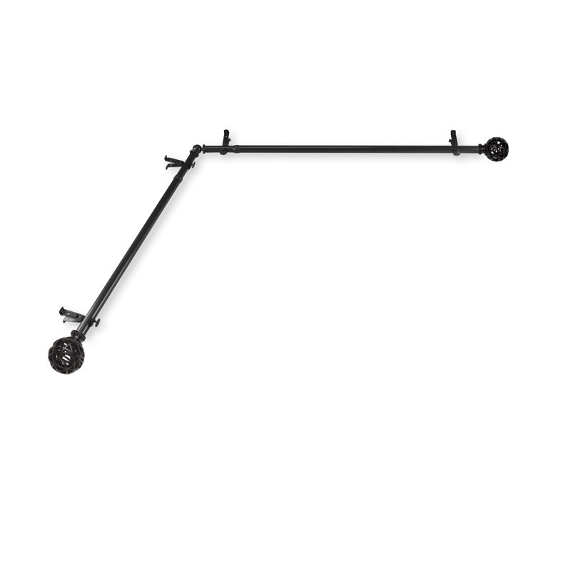 Tringle à rideaux simple en coin jalissa, Noir, 48 à 84 po