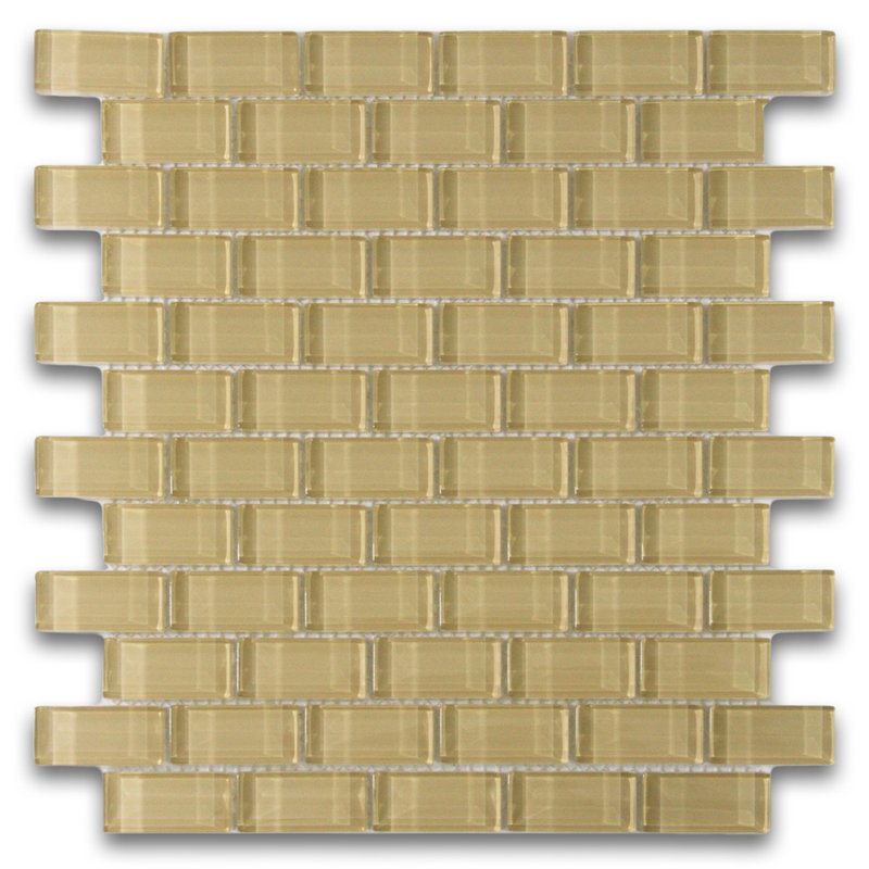 Earth Glass Mosaic Tile in Khaki Elegant Backsplash Waterproof Indoor & Easy Installation - 1" x 2"