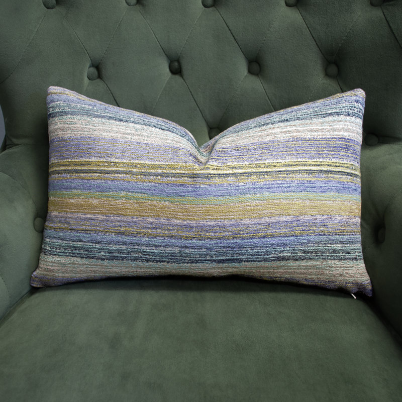 Coussin décoratif à double face multicolore rayé bleu Thomas Collection Thomas 12 po x 20 po