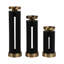 Set Of 3 9/12/15" Hibbing Black And Gold Candlesticks