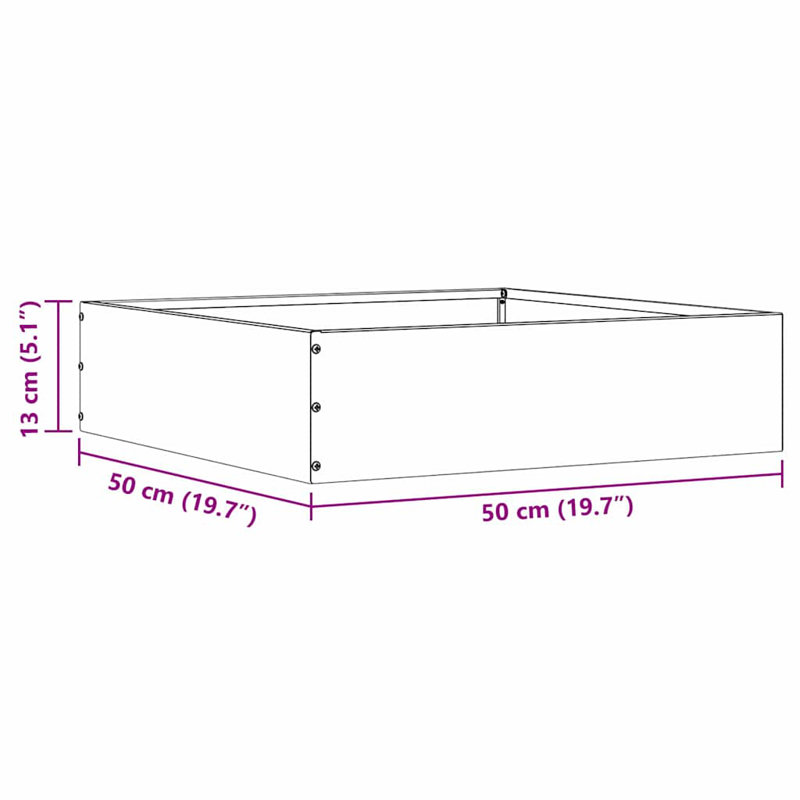 13 cm H Stainless Steel, 13cm H x 50cm W