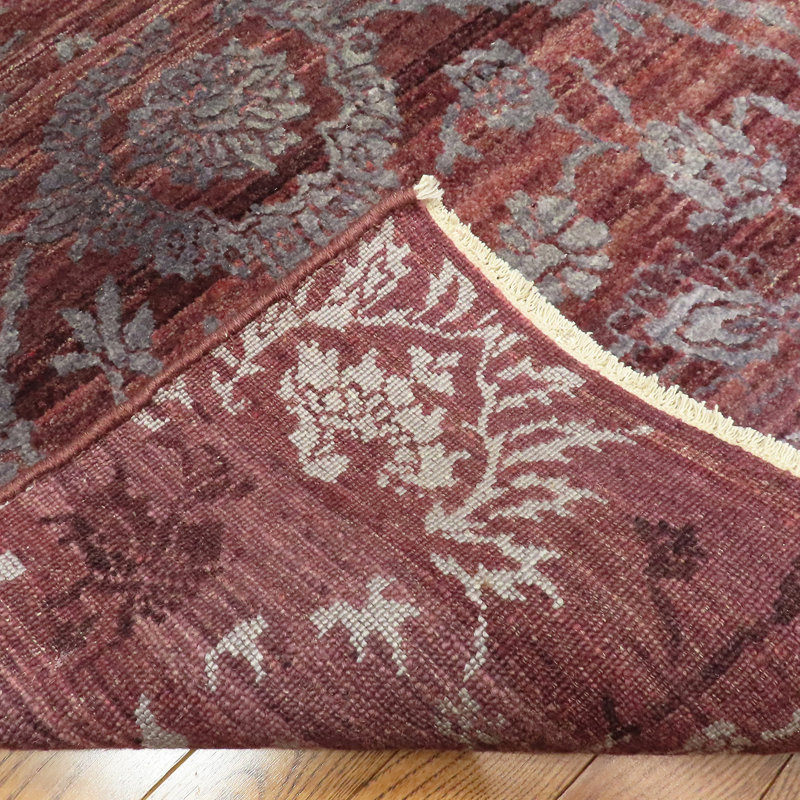 Amour Hand Knotted Area Rug in Purple, Rectangle 4' x 6'