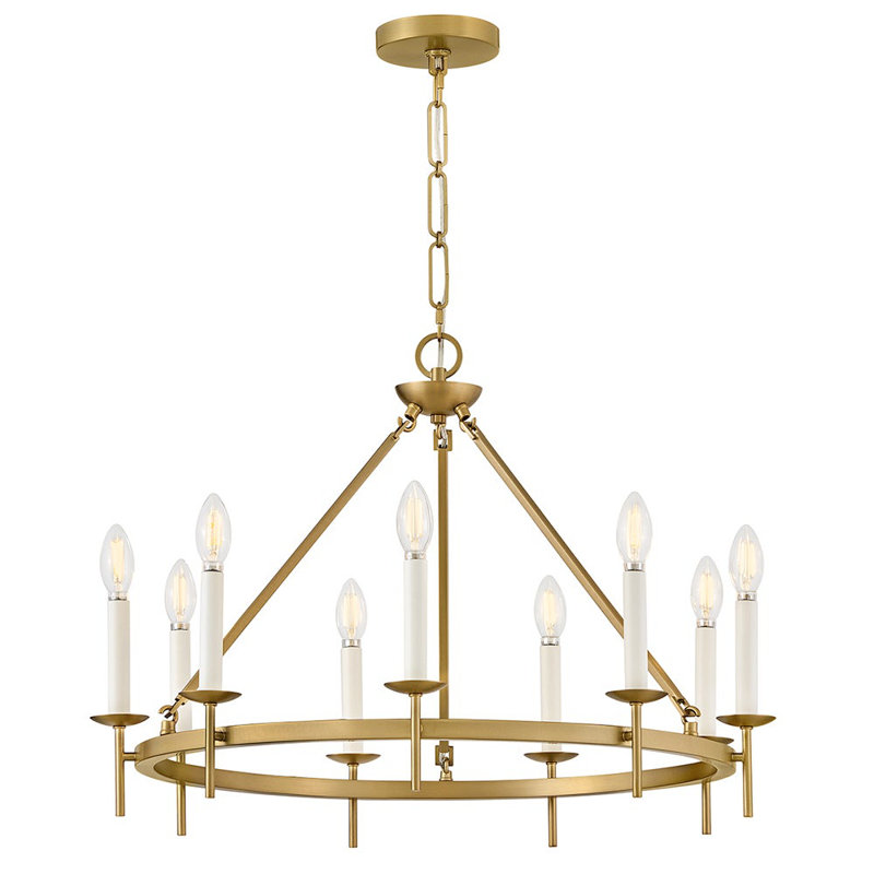 Copley 9-Light Chandelier, Lacquered Brass