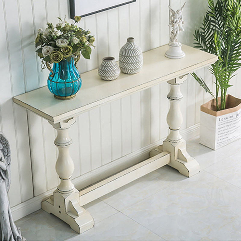 Console américaine de style champêtre moderne, H 33,5 po x l 55,1 po x P 15,7 po, Ivoire ivoire