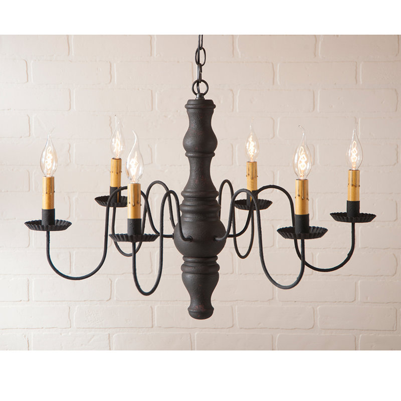 Lustree 6 lumières façon bougie/classique Samuelson, Noir Hartford sur rouge