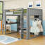 Lit mezzanine avec bureau, rangement et lumière DEL-772085349