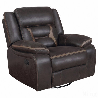 Upholstered Swivel Glider Recliner With Pillow Top Arms