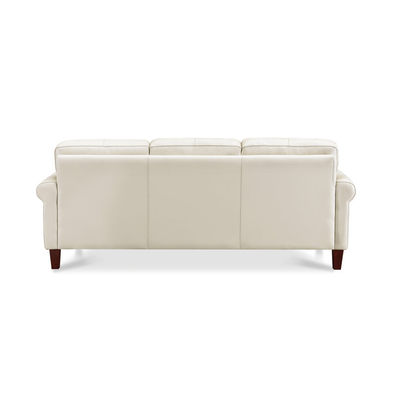 Causeuse en cuir Dawn, Blanc cassé
