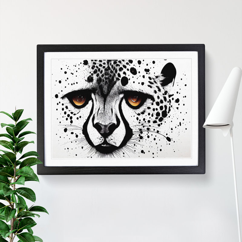 XH1022-6581X Painted Cheetah Vol.2 Abstract - Single Picture Frame Print, Black, 46cm H x 64cm W