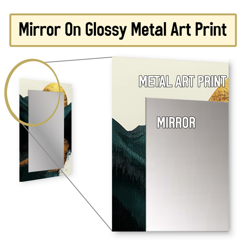 Sunrise On Forest And Peaks Solitude Horizon I - Landscapes Mirror, Modern Unique Wall Mirror, Printed Metal Art, 32" x 24"