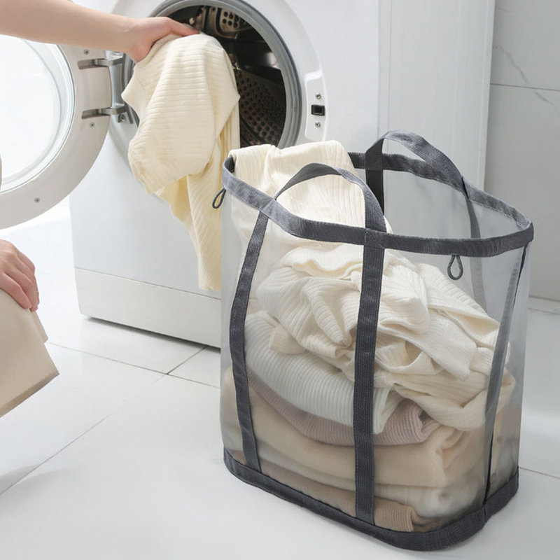 Large Capacity Mesh Dirty Clothes Basket Portable Foldable Wall-mounted Laundry Basket Clothes And Toys Storage Bag