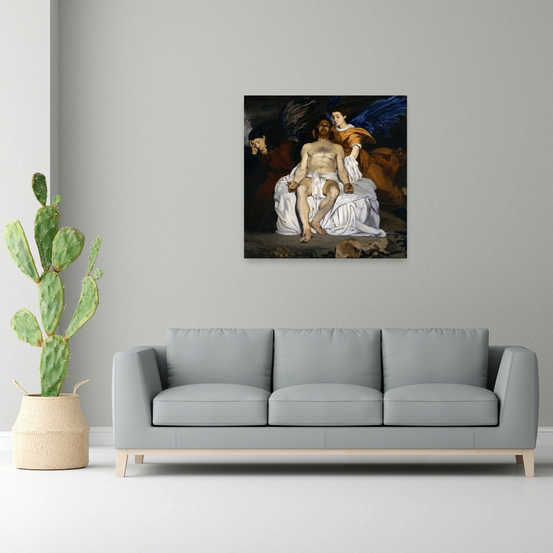 The Dead Christ With Angels Classic Abstract Contemporary Wall Art Print by Edouard Manet - Wrapped Canvas Print