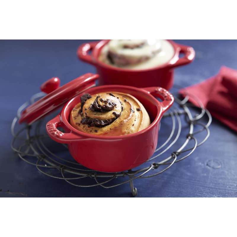 STAUB Ceramic 3-pc Mini Round Cocotte Set with Tray - Cherry, Cherry