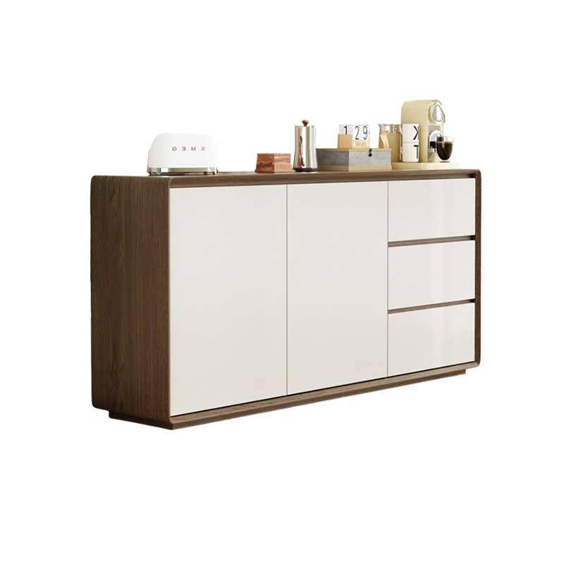 Modern Simple Solid Wood Sideboard, Brown/White, 31.49" H x 59.05" W x 15.75" D