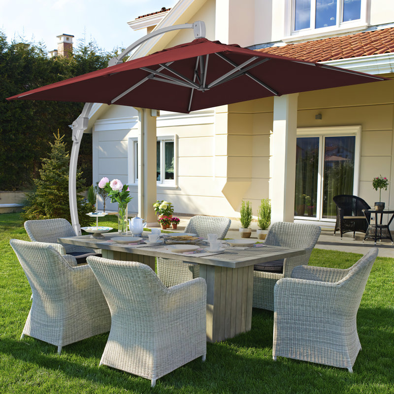 Parasol en porte-à-faux avec mât rectangulaire, Rouge