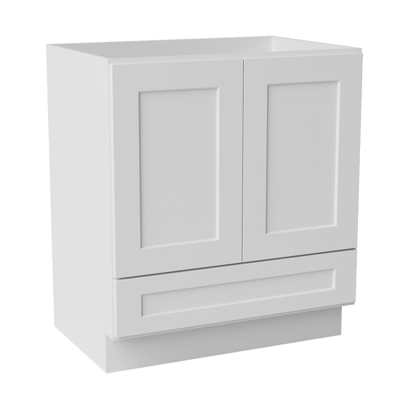 Armoire de salle de bain en bois massif prêt à assembler avec comptoir Shaker - comptoir non inclus, Blanc