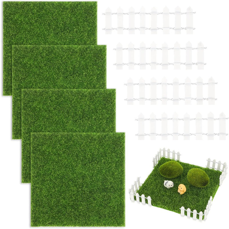 4 pièces Herbe de jardin artificielle, tuiles de gazon artificiel pour ...