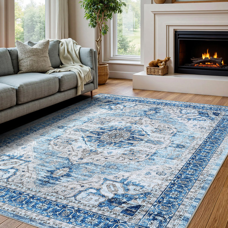 Tapis de salle à manger rétro 8 x 10 po, Brun, Rectangulaire 8 pi x 10 pi