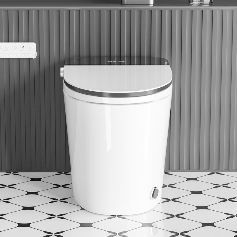Toilette intelligente H 17 po avec bidet intégré allongé avec siège à ouverture / fermeture automatique, chasse d'eau automatique, siège chauffant