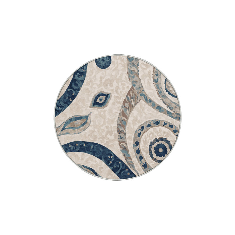 Silky Soft Plush Beige Area Rug, Round 8'