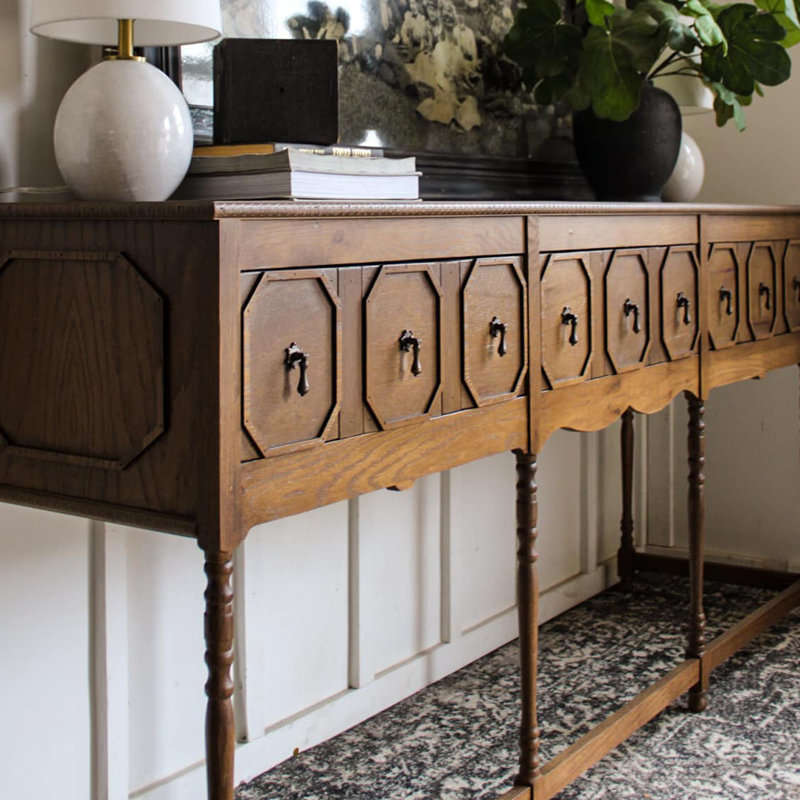 Console à trois tiroirs French Vintage, H 37,4 po x l 78,7 po x P 15,7 po