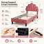 Single Bed, 90 x 200 cm, Children's Bed with Adjustable Headboard, Bed Frame with Box Spring Frame, Princess Bed, Girls Bed, Velvet-917656907