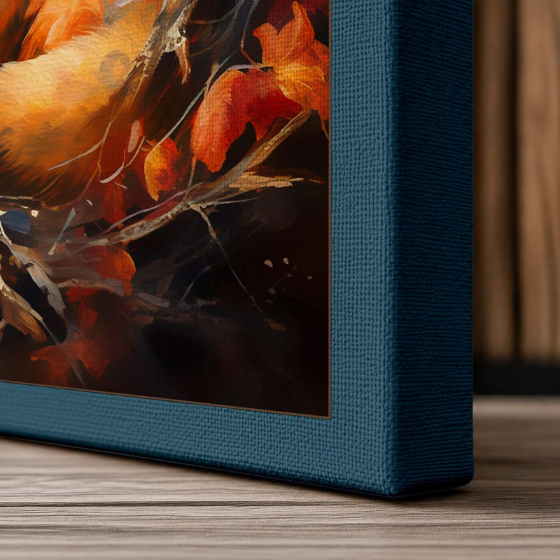 Fox In Autumn Light Boho - Print, 24x16 - 61.0 x 40.6 cm, Teal Border