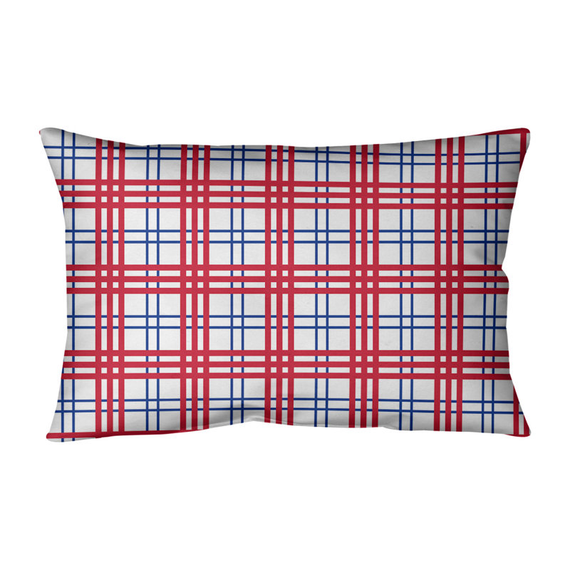 Housse de coussin et insert rectangulaires Luxury, Blanc / Bleu / Rouge, Mélange de coton