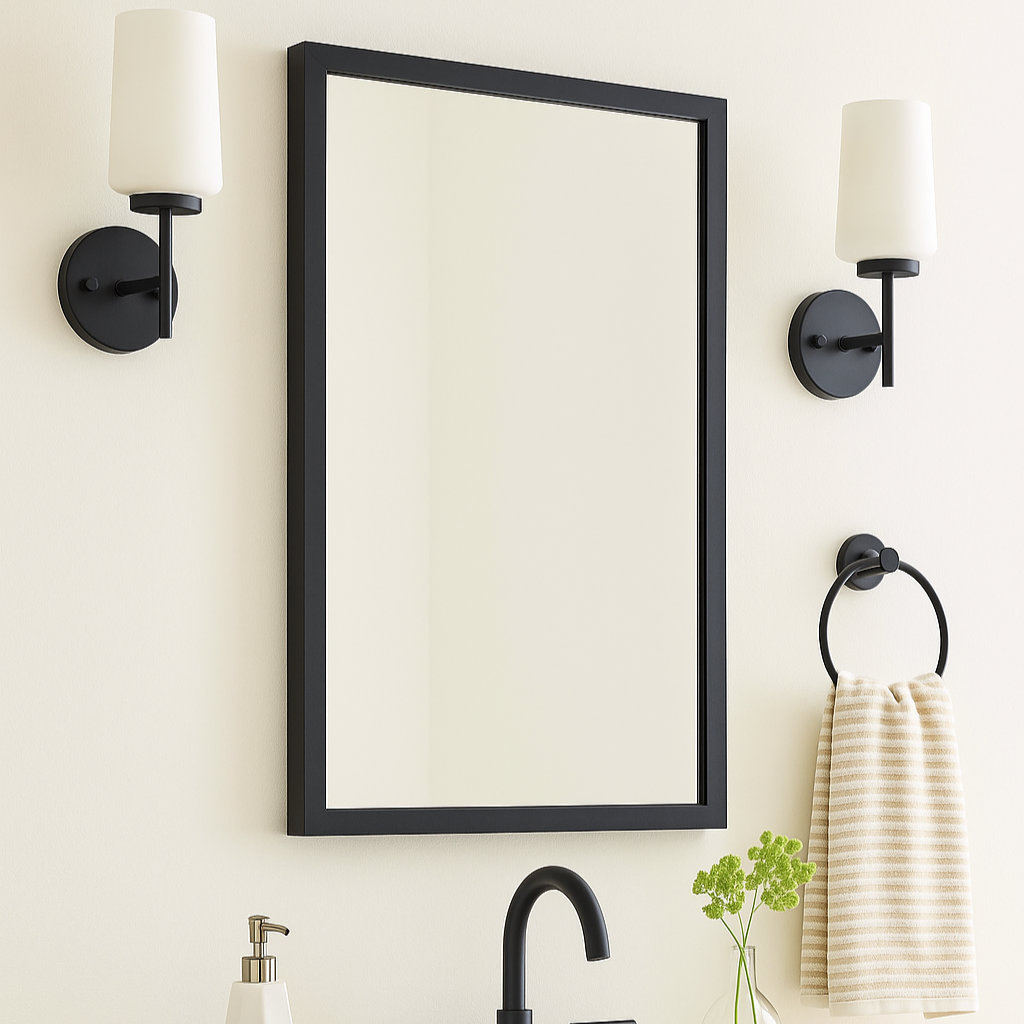 Haddison Recessed Medicine Cabinet, Matte Black, 24" x 16"