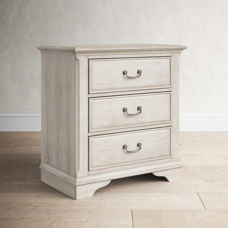 Nestor 3 - Drawer Nightstand - Antique White w/ Wirebrush
