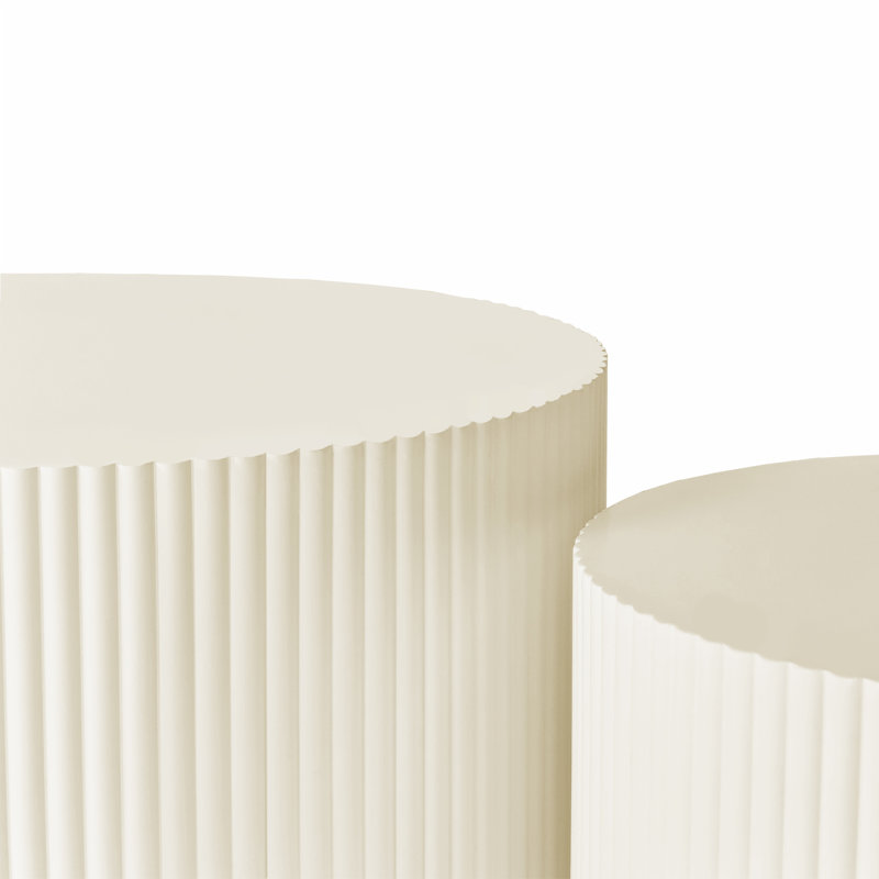 Wave Stripe Nesting Coffee Table(Set of 2), Beige