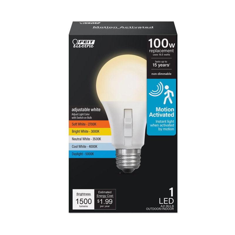 Ampoule à DEL Feit A19 E26 (moyenne) à intensité variable, réglable, blanc, 100 watts, paquet de 1, 16,5 W
