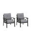 Ensemble de 2 fauteuils en métal toutes saisons, structure kaki avec coussins gris-333095355-333095301