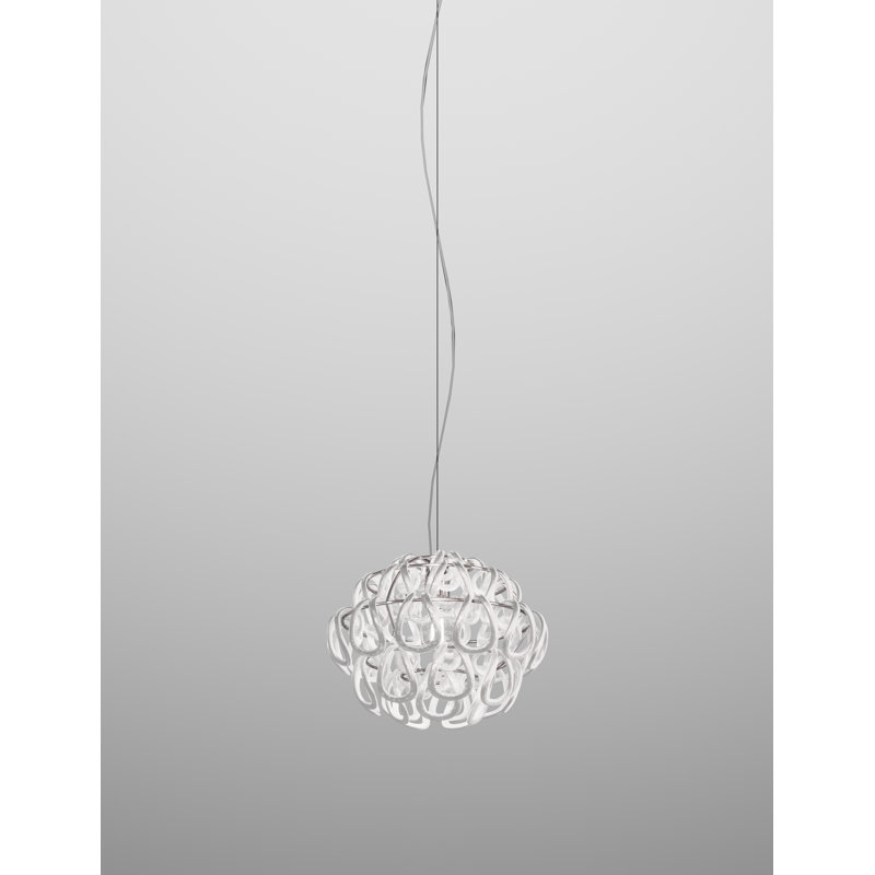Giogali 1 - Light Pendant, 90" H x 14.5" W x 14.5" D, Glossy Chrome, White