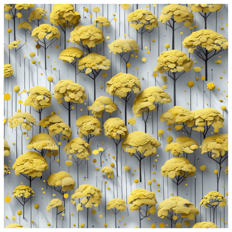Yellow Abstract Trees Comforter, Twin