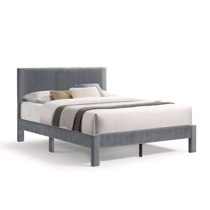 Upholstered Unfinished Platform Bed, Queen, Gray