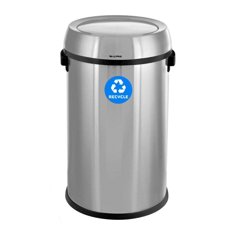 Poubelle de recyclage en acier inoxydable 17 gallons avec couvercle pivotant